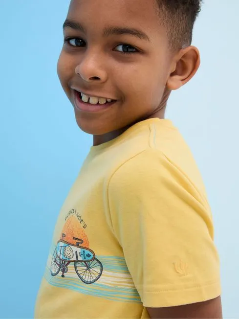Boys Fatface TShirts and Polos Judes Yellow Chest Stripe TShirt