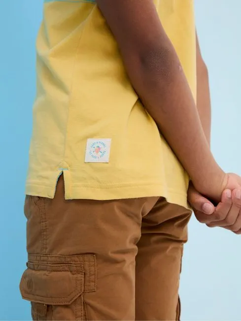Boys Fatface TShirts and Polos Judes Yellow Chest Stripe TShirt