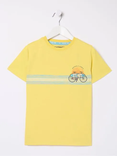 Boys Fatface TShirts and Polos Judes Yellow Chest Stripe TShirt