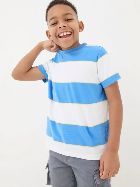 Boys Fatface TShirts and Polos WhiteBlue 100 Cotton Short Sleeve TShirts 3 Pack