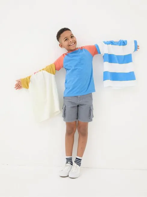 Boys Fatface TShirts and Polos WhiteBlue 100 Cotton Short Sleeve TShirts 3 Pack