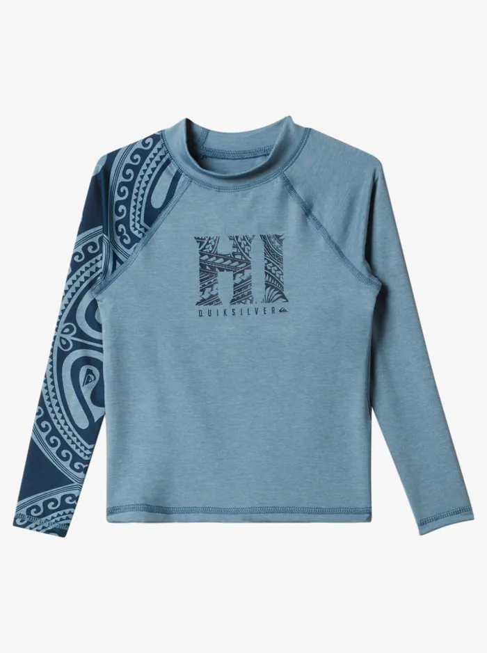 Boys Quiksilver Rashguards Boy039s 27 Hawaii Big Island UPF 50 Long Sleeve Surf Tee Provincial Blue Heather