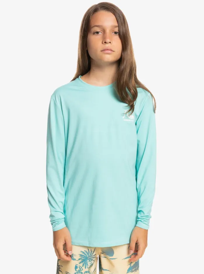Boys Quiksilver Rashguards Boy039s 816 Heritage Heather Long Sleeve UPF 50 Surf TShirt Angel Blue Heather Boys Quiksilver Rashguards Boy039s 816 Heritage Heather Long Sleeve UPF 50 Surf TShirt Angel Blue Heather