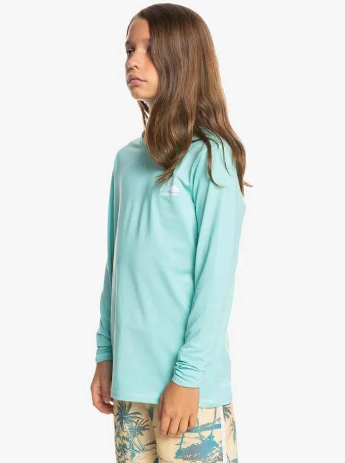 Boys Quiksilver Rashguards Boy039s 816 Heritage Heather Long Sleeve UPF 50 Surf TShirt Angel Blue Heather Boys Quiksilver Rashguards Boy039s 816 Heritage Heather Long Sleeve UPF 50 Surf TShirt Angel Blue Heather