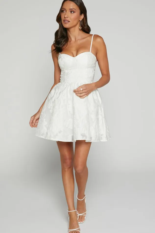 Brailey Mini Dress 8211 Sweetheart Bustier Dress In White Jacquard Women Showpo Curve Clothes