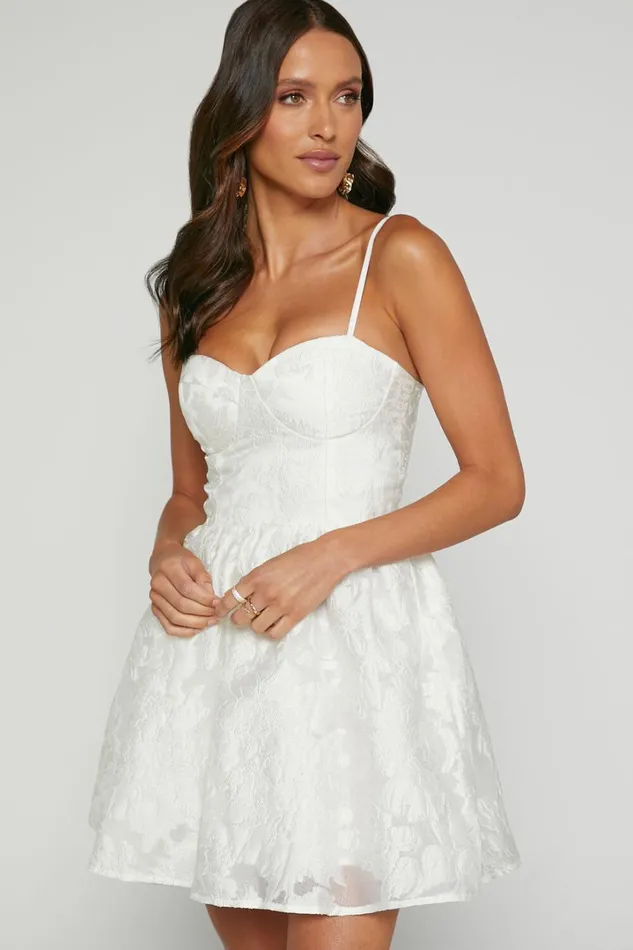 Brailey Mini Dress 8211 Sweetheart Bustier Dress In White Jacquard Women Showpo Curve Clothes