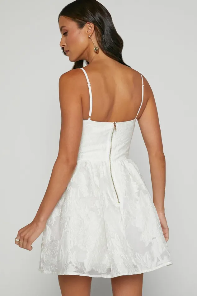 Brailey Mini Dress 8211 Sweetheart Bustier Dress In White Jacquard Women Showpo Curve Clothes