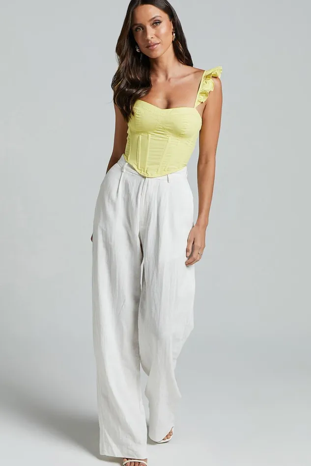 Braylen Top 8211 Sweetheart Flutter Sleeve Corset Top In Sun Yellow Women Showpo Tops