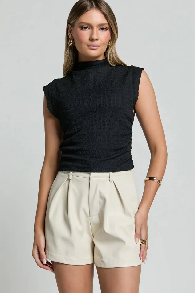 Brionne Top 8211 High Neck Cap Sleeve Top In Black Women Showpo Curve Clothes