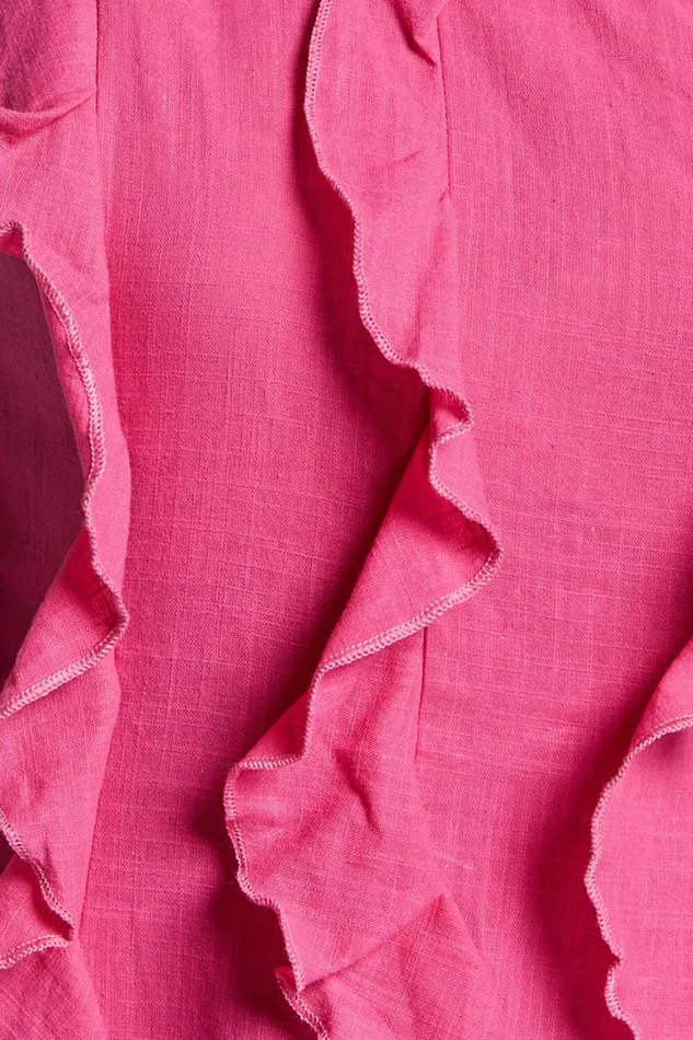 Britney Maxi Dress 8211 One Shoulder Ruffle Detail Dress In Pink Women Showpo Conscious