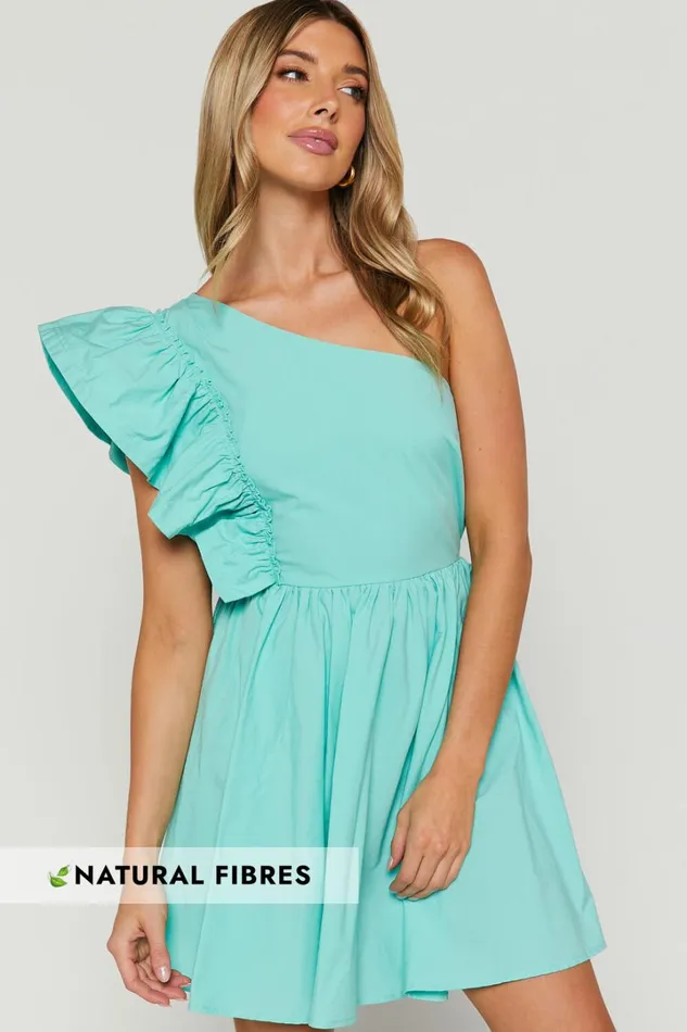 Brodie Mini Dress 8211 One Shoulder Frill Dress In Green Women Showpo Dresses