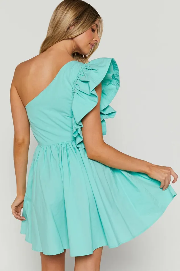 Brodie Mini Dress 8211 One Shoulder Frill Dress In Green Women Showpo Dresses