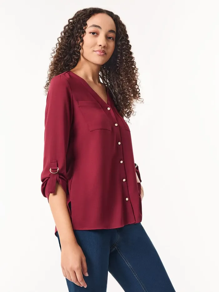 ButtonFront Collarless Tunic Crepe De Chine Women Jones New York Sale