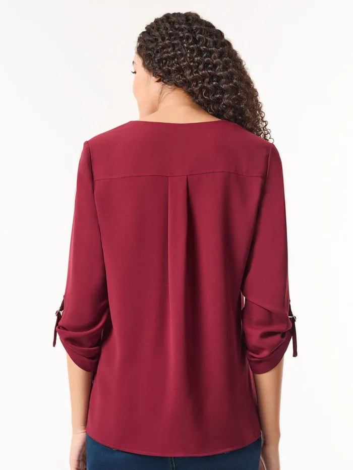ButtonFront Collarless Tunic Crepe De Chine Women Jones New York Sale