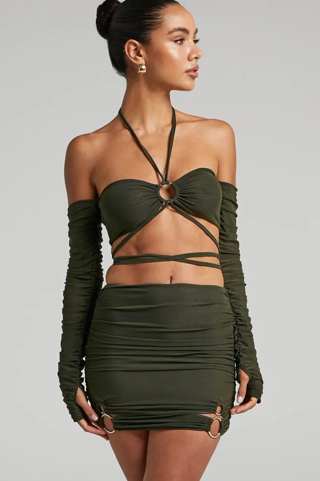 By Dyln 8211 Flynn Mini Skirt In Dark Green Women Showpo Skirts