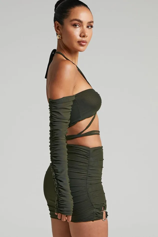 By Dyln 8211 Flynn Mini Skirt In Dark Green Women Showpo Skirts