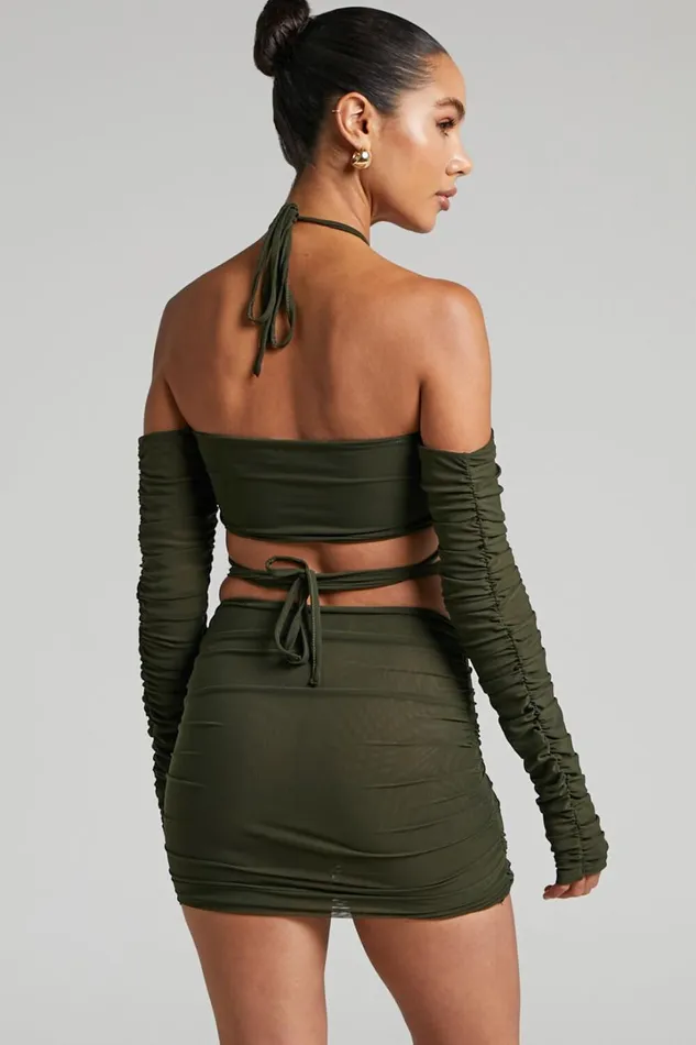 By Dyln 8211 Flynn Mini Skirt In Dark Green Women Showpo Skirts