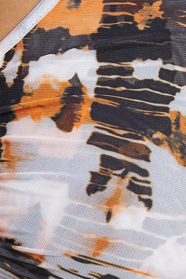 BY DYLN 8211 Penny Top In Orange Printed Mesh Women Showpo Tops