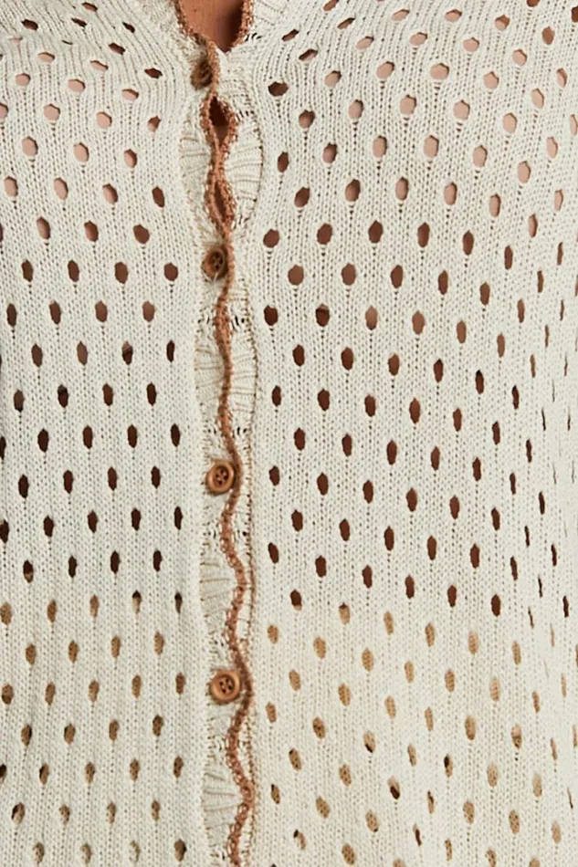 Caja Shirt 8211 Button Up Wavy Hem Knit Shirt In NutmegShell Women Showpo Knitwear