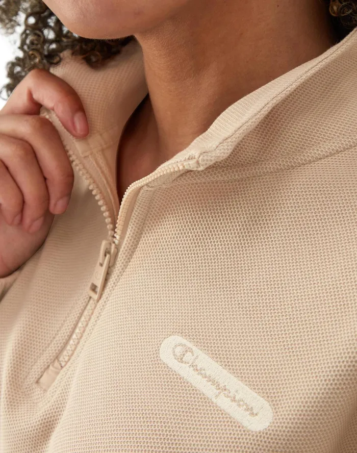 Campus Pique Zip Pullover C Logo Champagne Frost Women Champion Jackets