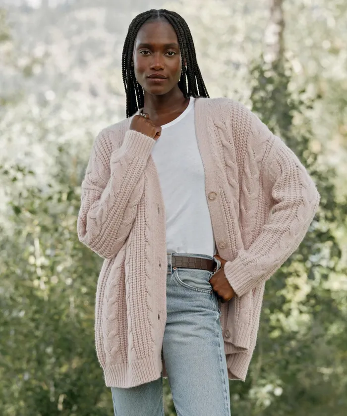 Cardigans Women Jenni Kayne Cable Cocoon Cardigan Blush