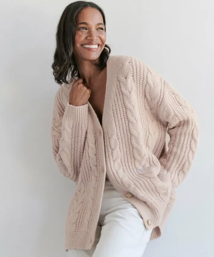 Cardigans Women Jenni Kayne Cable Cocoon Cardigan Blush