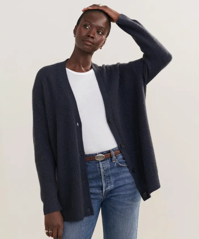 Cardigans Women Jenni Kayne Cashmere Cocoon Cardigan Heather Navy Heather Navy