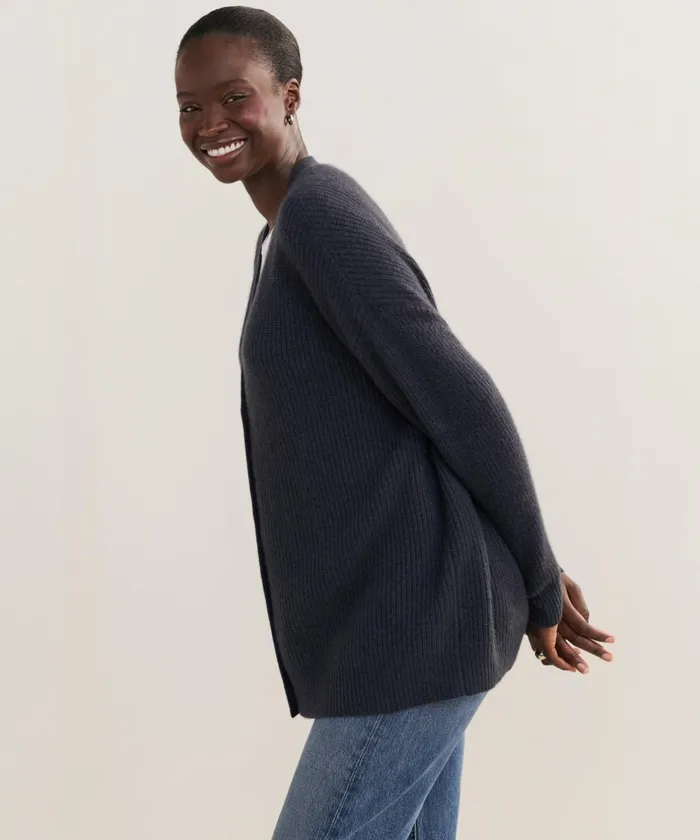 Cardigans Women Jenni Kayne Cashmere Cocoon Cardigan Heather Navy Heather Navy
