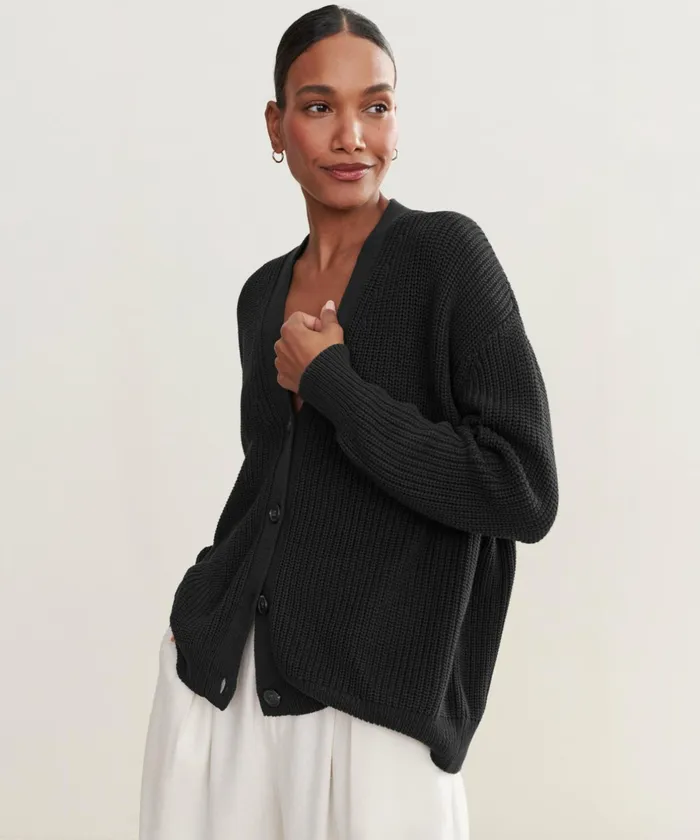 Cardigans Women Jenni Kayne Cotton Cocoon Cardigan Black