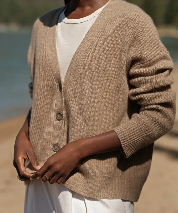 Cardigans Women Jenni Kayne Cropped Cashmere Cocoon Undyed Stone Undyed Stone