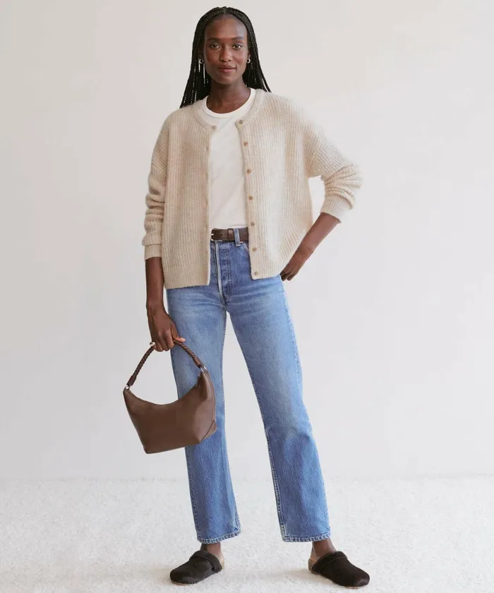 Cardigans Women Jenni Kayne Hayes Crewneck Cardigan Sand Sand