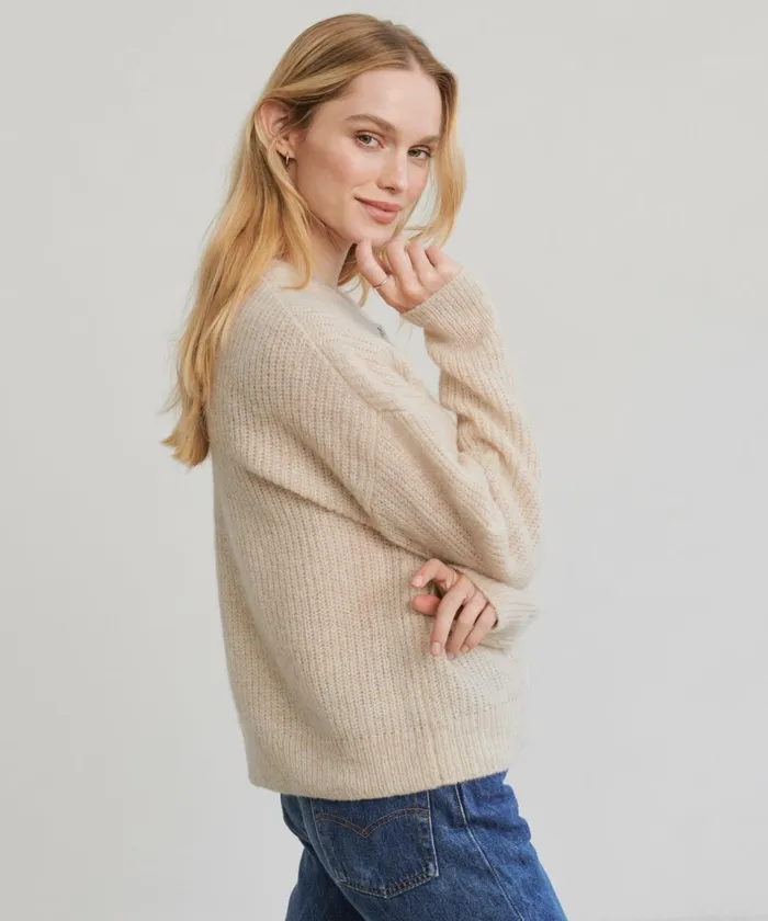 Cardigans Women Jenni Kayne Hayes Crewneck Cardigan Sand Sand