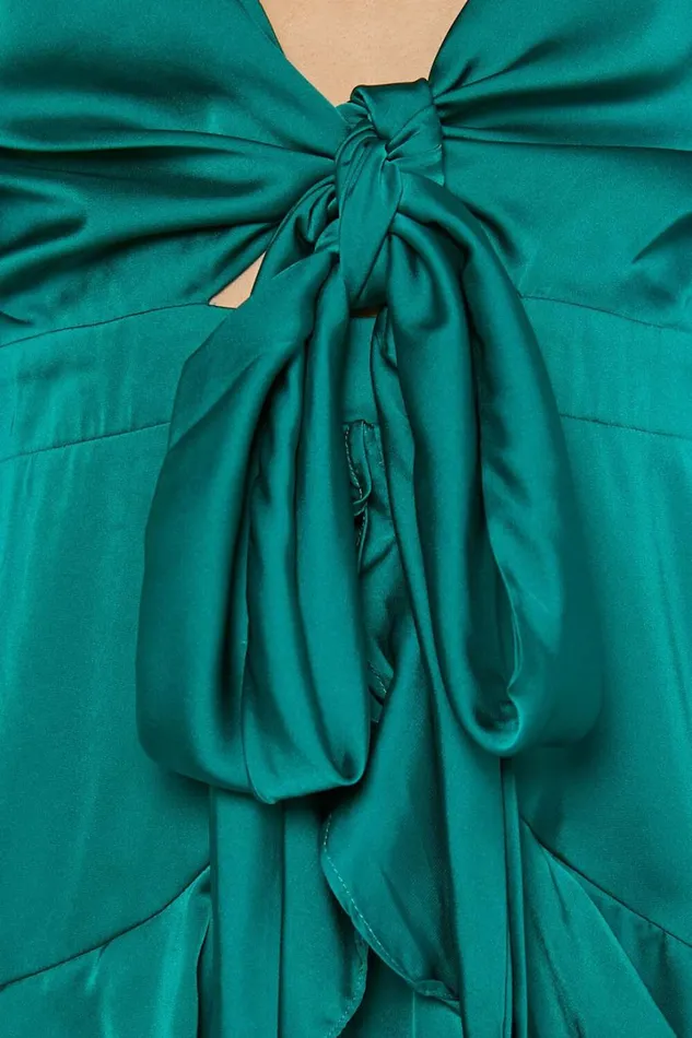Carmella Mini Dress 8211 Plunge Neck Short Flutter Sleeve Dress In Emerald Women Showpo Dresses