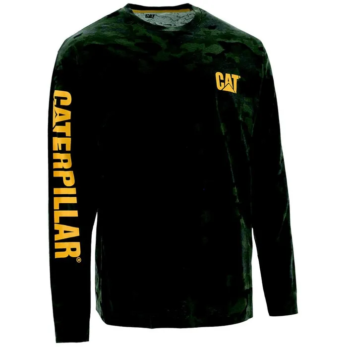 Cat Footwear Tops and Outerwear Men039s Trademark Banner Long Sleeve Tee Night Camo 8211 Men