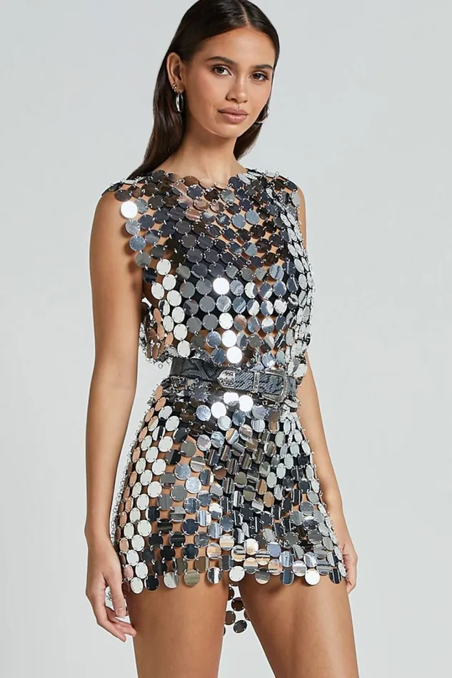 Cece Mini Skirt 8211 Circle Sequin Bodycon Skirt In Silver Women Showpo Skirts