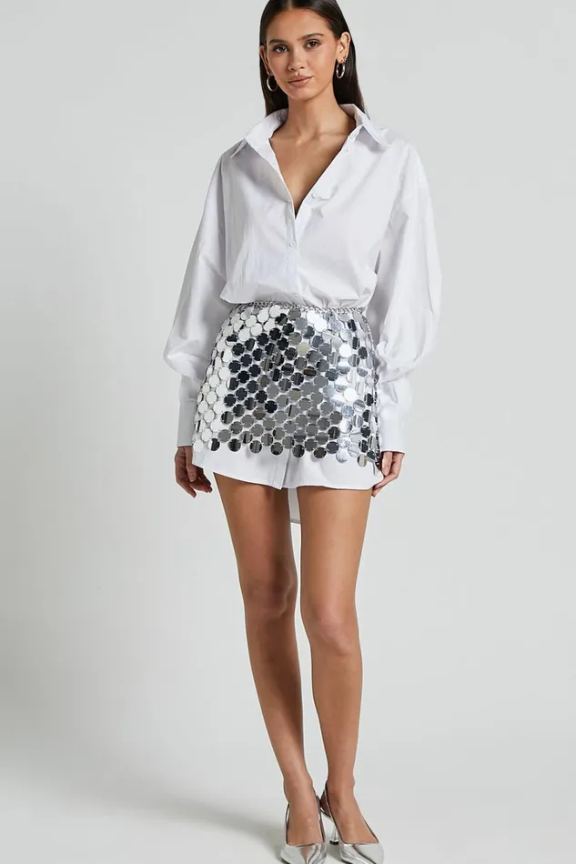 Cece Mini Skirt 8211 Circle Sequin Bodycon Skirt In Silver Women Showpo Skirts