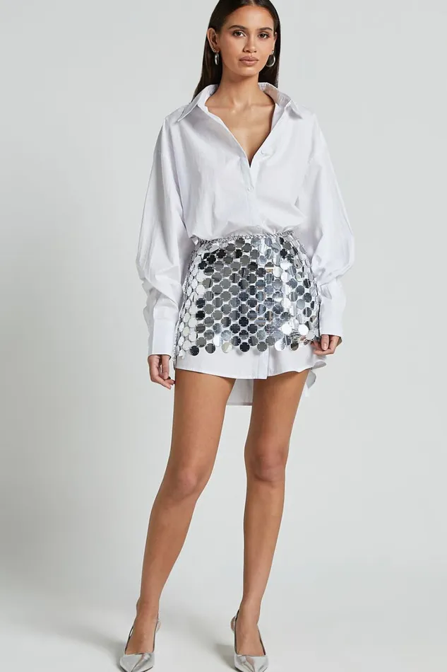 Cece Mini Skirt 8211 Circle Sequin Bodycon Skirt In Silver Women Showpo Skirts