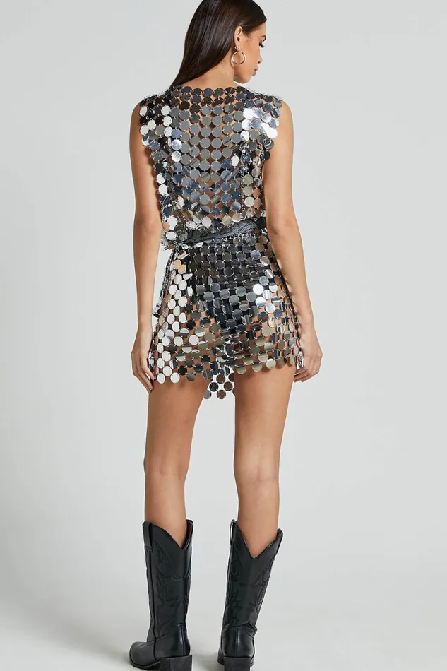 Cece Mini Skirt 8211 Circle Sequin Bodycon Skirt In Silver Women Showpo Skirts