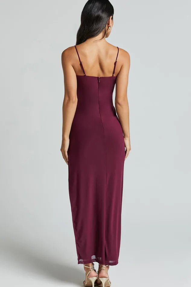 Cecelia Midi Dress 8211 Ruffle Detail Dress In Grape Women Showpo Dresses