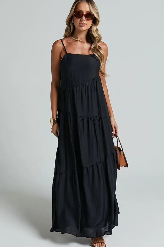 Cecila Midi Dress 8211 Straight Neckline Sleeveless Dress In Black Women Showpo Conscious Cecila Midi Dress 8211 Straight Neckline Sleeveless Dress In Black Women Showpo Conscious