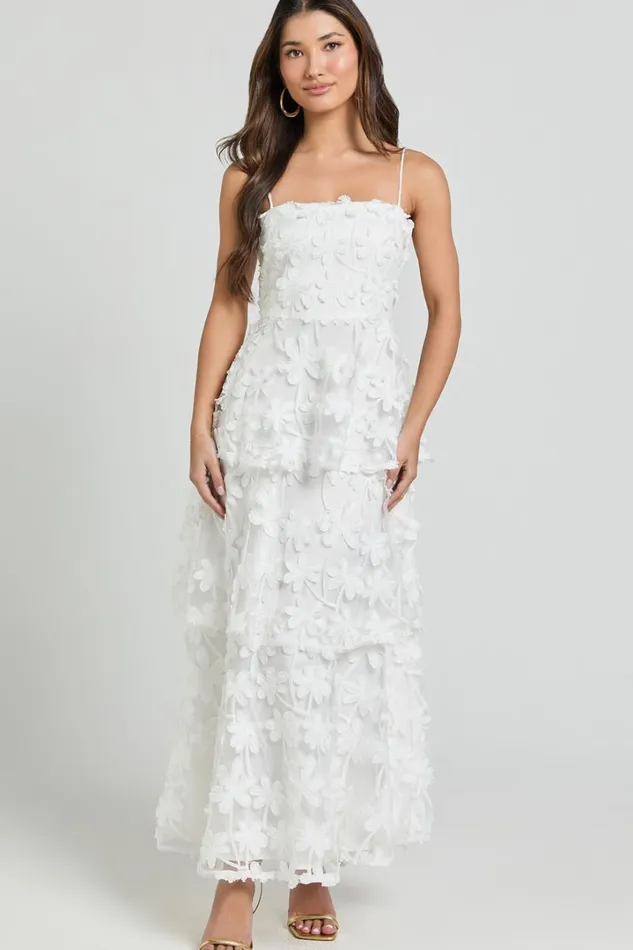 Cecilia Midi Dress 8211 Strappy Straight Layered Dress In White Women Showpo Dresses