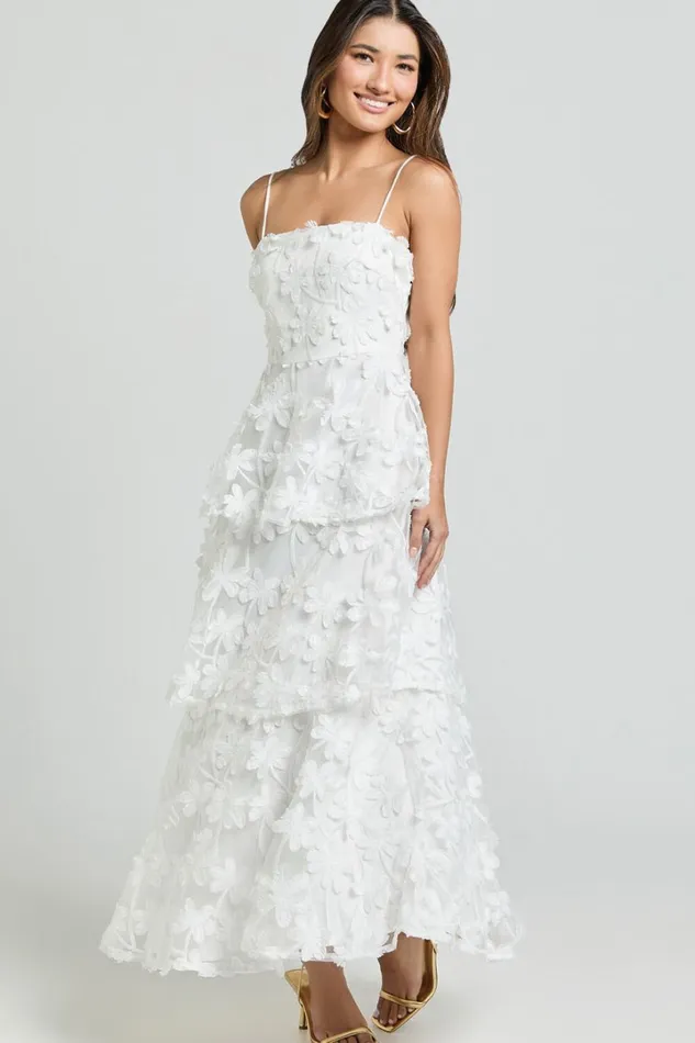 Cecilia Midi Dress 8211 Strappy Straight Layered Dress In White Women Showpo Dresses