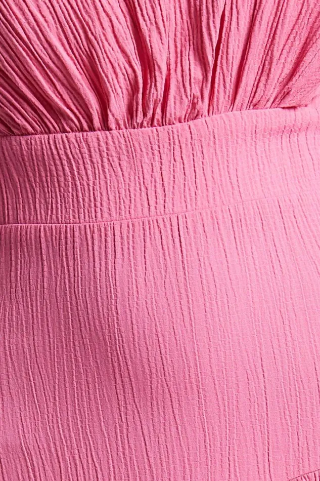 Celestia Midi Dress 8211 Tiered One Shoulder Dress In Bright Pink Women Showpo Curve Clothes