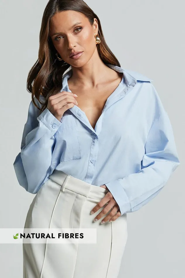 Chaemay Shirt 8211 Long Sleeve Shirt In Blue Women Showpo Curve Clothes
