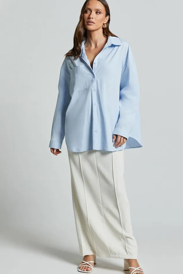 Chaemay Shirt 8211 Long Sleeve Shirt In Blue Women Showpo Curve Clothes