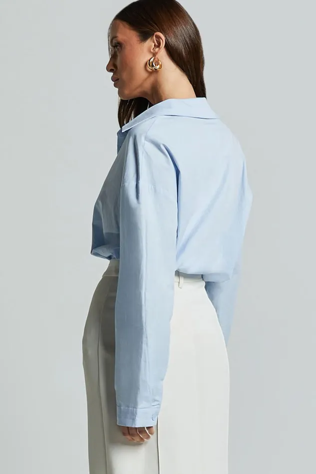 Chaemay Shirt 8211 Long Sleeve Shirt In Blue Women Showpo Curve Clothes