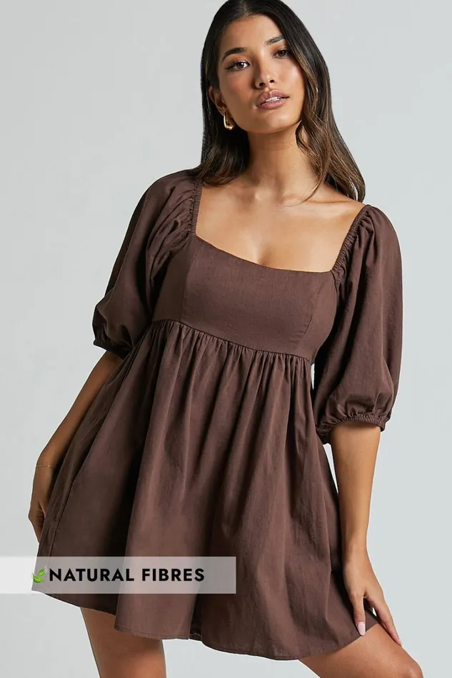 Chariti Playsuit 8211 Linen Look Puff Sleeve Relaxed Playsuit In Chocolate Women Showpo Rompers Chariti Playsuit 8211 Linen Look Puff Sleeve Relaxed Playsuit In Chocolate Women Showpo Rompers
