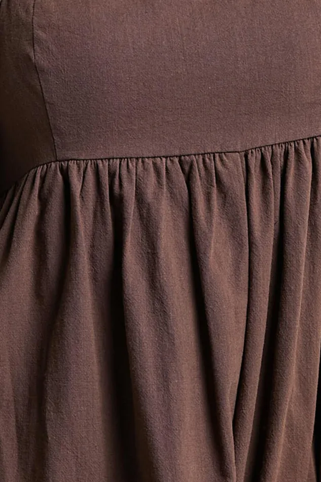 Chariti Playsuit 8211 Linen Look Puff Sleeve Relaxed Playsuit In Chocolate Women Showpo Rompers