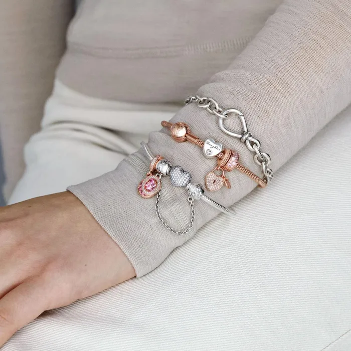 Charm Bracelets Women Pandora Online Moments Sparkling Heart Pav Clasp Snake Chain Bracelet Sterling Silver
