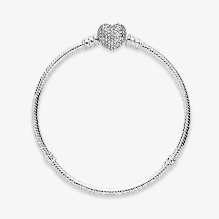 Charm Bracelets Women Pandora Online Moments Sparkling Heart Pav Clasp Snake Chain Bracelet Sterling Silver